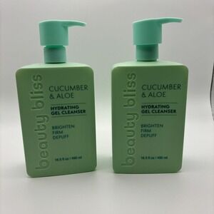 2 Pack Beauty‎ Bliss ~ Cucumber & Aloe Hydrating Gel Cleanser 16.5 fl oz